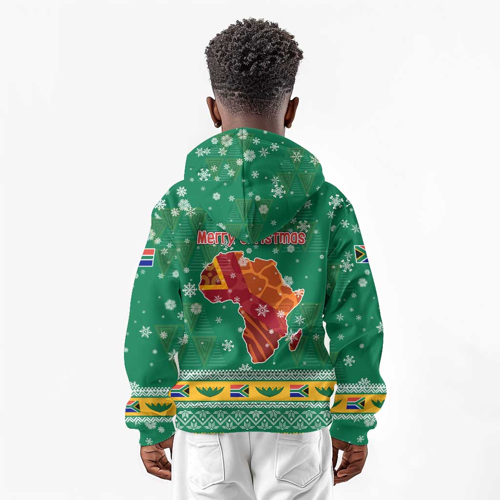 South Africa Christmas Kid Hoodie Santa Reindeer and Africa Map - African Pride