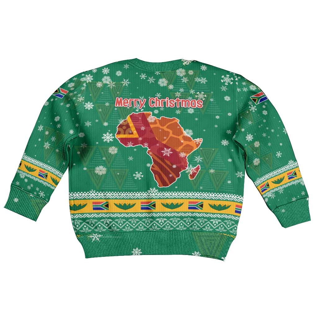 South Africa Christmas Kid Ugly Christmas Sweater Santa Reindeer and Africa Map - African Pride