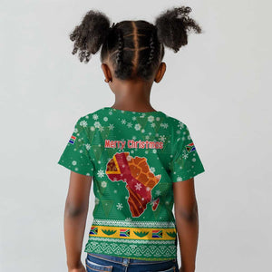 South Africa Christmas Kid T shirt Santa Reindeer and Africa Map - African Pride