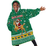 South Africa Christmas Kid Wearable Blanket Hoodie Santa Reindeer and Africa Map - African Pride