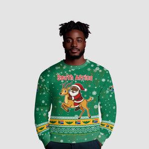South Africa Christmas Ugly Christmas Sweater Santa Reindeer and Africa Map - African Pride