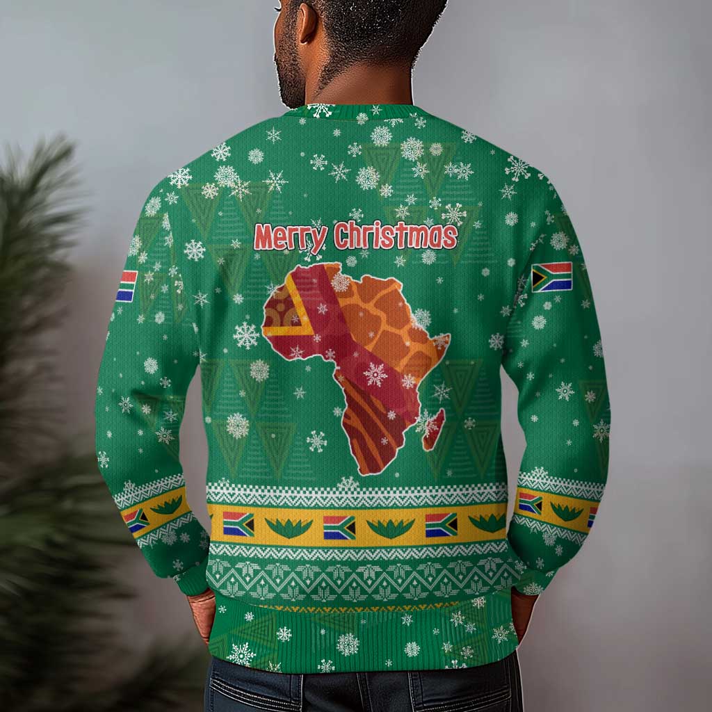 South Africa Christmas Ugly Christmas Sweater Santa Reindeer and Africa Map - African Pride