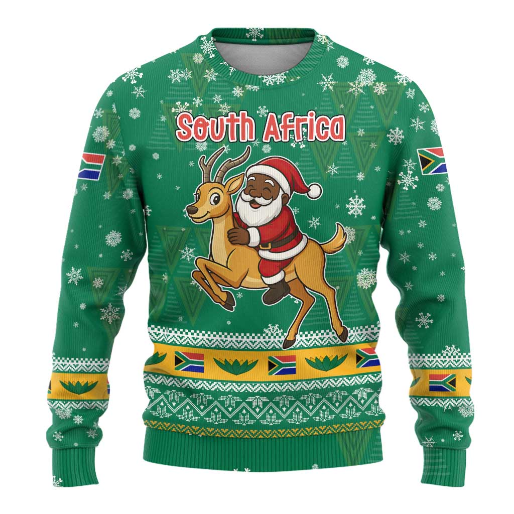 South Africa Christmas Ugly Christmas Sweater Santa Reindeer and Africa Map - African Pride