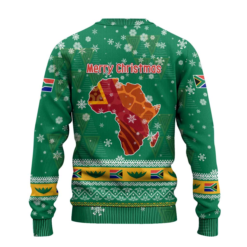 South Africa Christmas Ugly Christmas Sweater Santa Reindeer and Africa Map - African Pride
