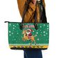 South Africa Christmas Leather Tote Bag Santa Reindeer and Africa Map - African Pride