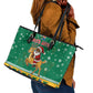 South Africa Christmas Leather Tote Bag Santa Reindeer and Africa Map - African Pride
