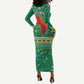 South Africa Christmas Long Sleeve Bodycon Dress Santa Reindeer and Africa Map - African Pride