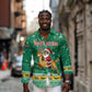 South Africa Christmas Long Sleeve Button Shirt Santa Reindeer and Africa Map - African Pride