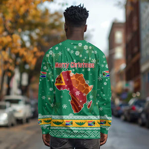South Africa Christmas Long Sleeve Shirt Santa Reindeer and Africa Map - African Pride