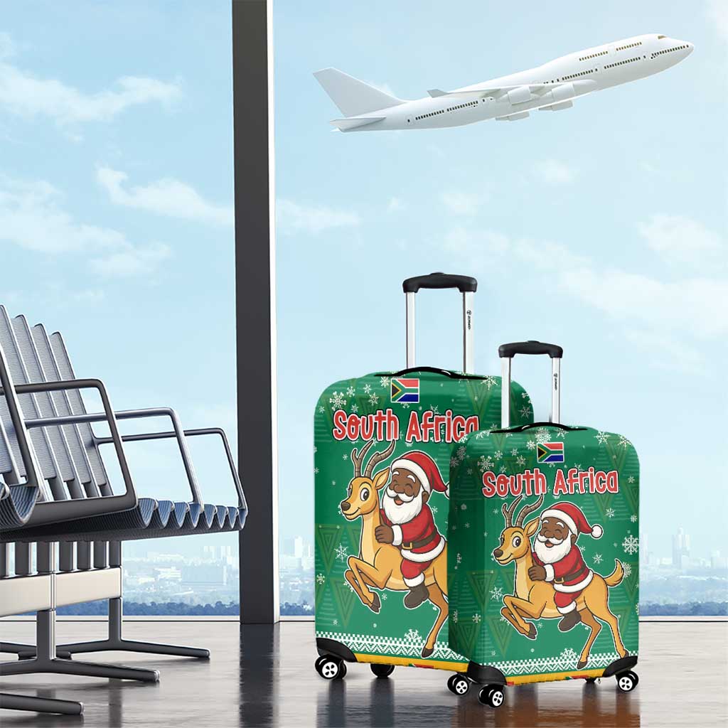 South Africa Christmas Luggage Cover Santa Reindeer and Africa Map - African Pride