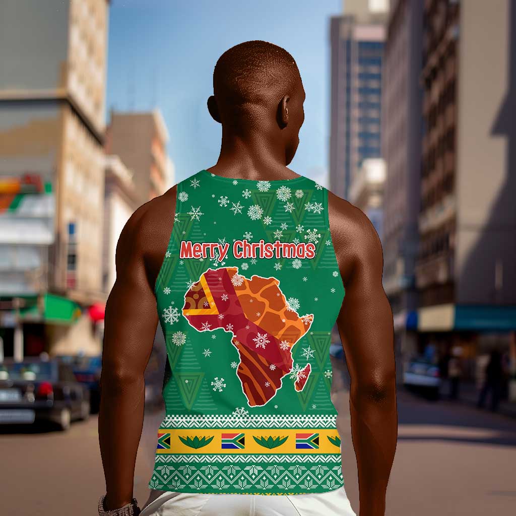 South Africa Christmas Men Tank Top Santa Reindeer and Africa Map - African Pride