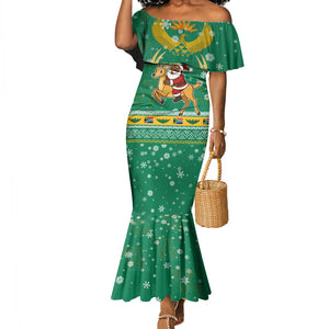 South Africa Christmas Mermaid Dress Santa Reindeer and Africa Map - African Pride