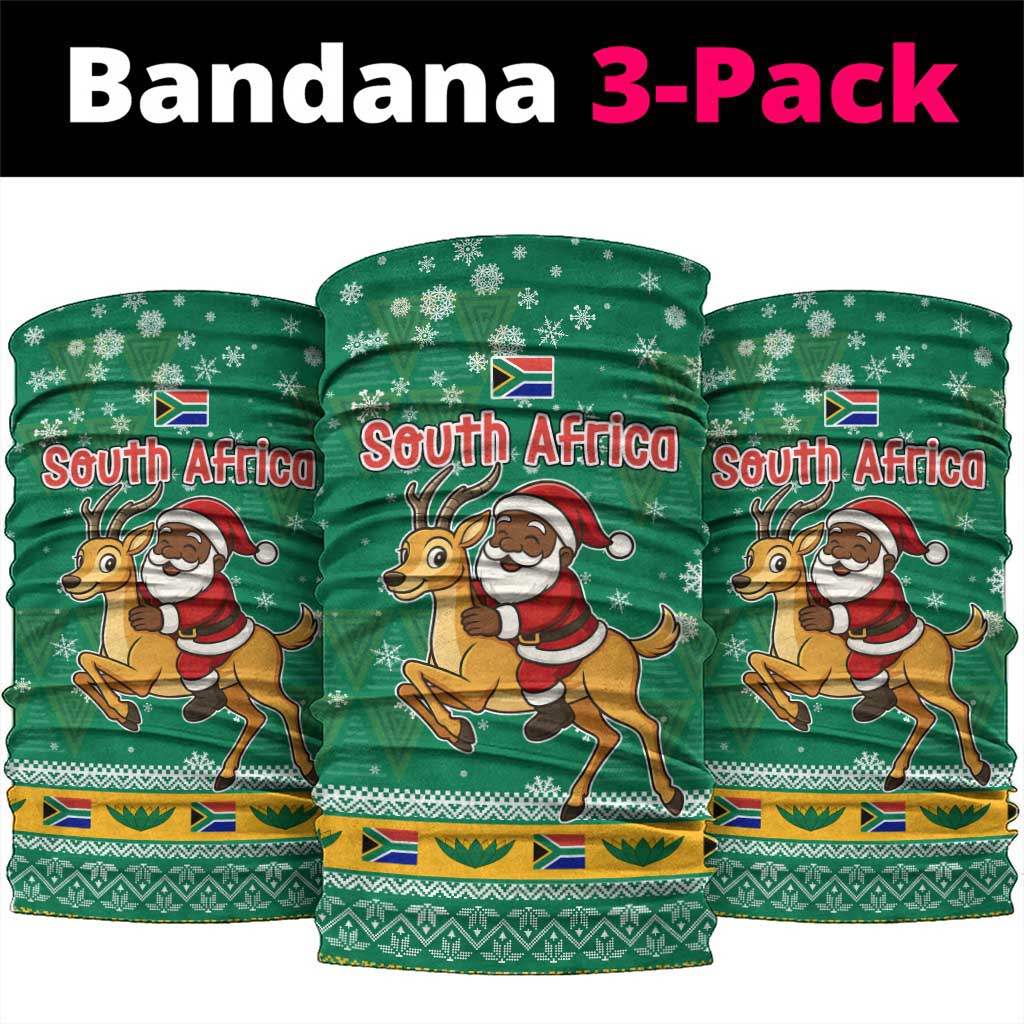 South Africa Christmas Neck Gaiter Santa Reindeer and Africa Map - African Pride