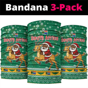 South Africa Christmas Neck Gaiter Santa Reindeer and Africa Map - African Pride