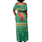 South Africa Christmas Off Shoulder Maxi Dress Santa Reindeer and Africa Map - African Pride