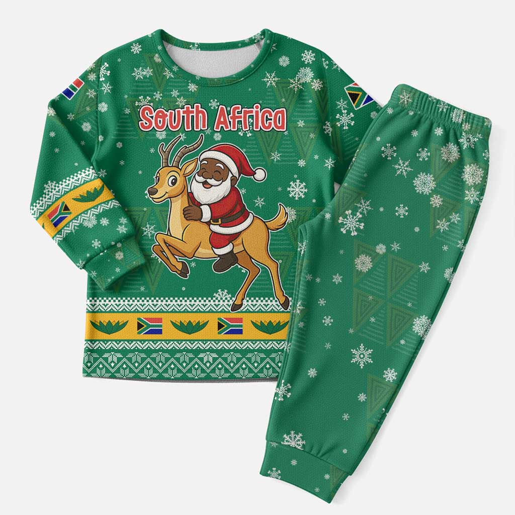 South Africa Christmas Pajama Set Santa Reindeer and Africa Map - African Pride