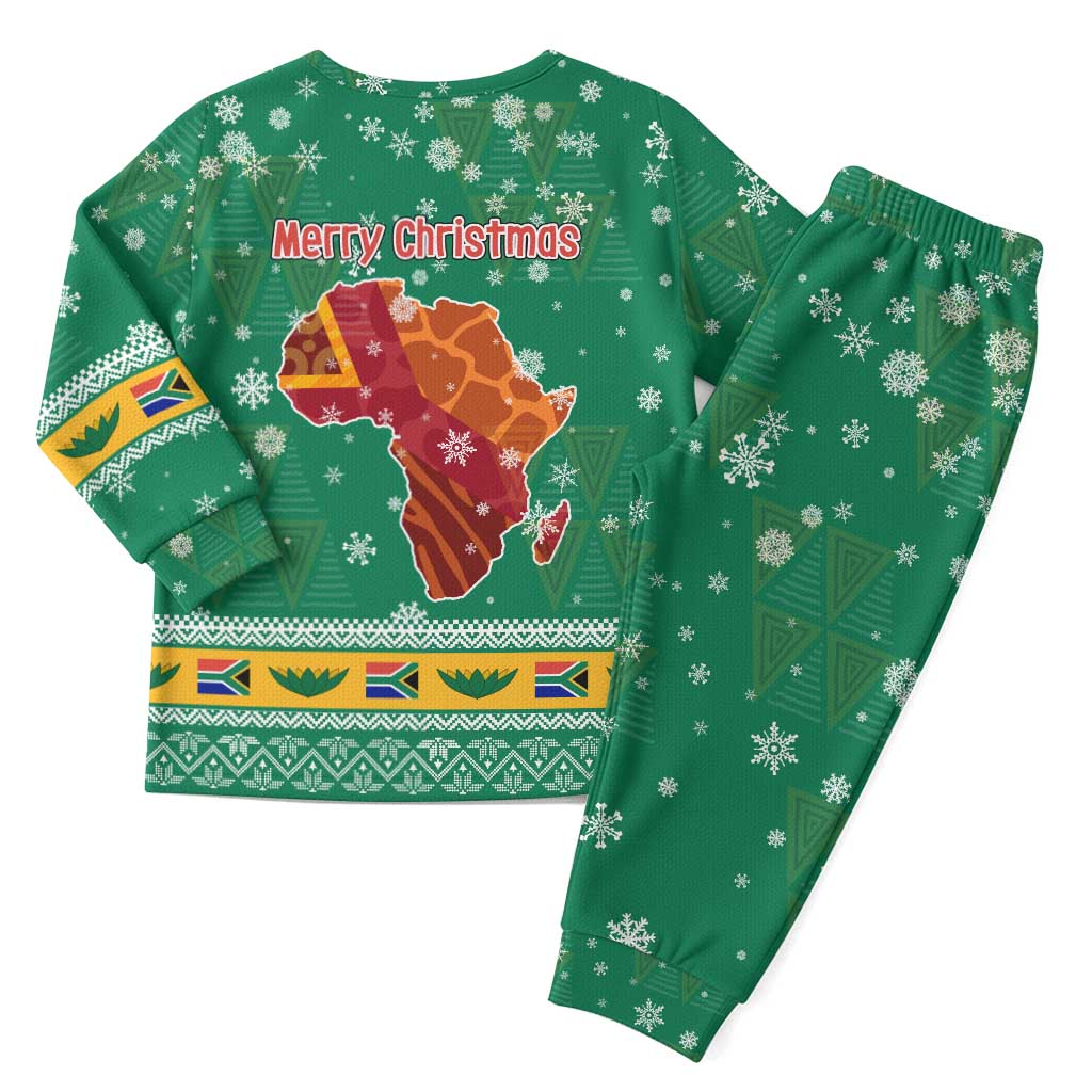South Africa Christmas Pajama Set Santa Reindeer and Africa Map - African Pride