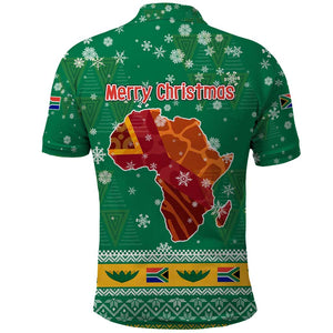 South Africa Christmas Polo Shirt Santa Reindeer and Africa Map - African Pride