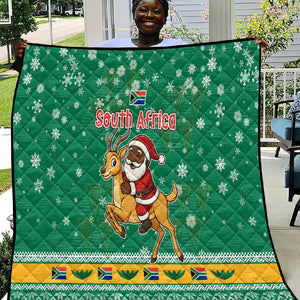 South Africa Christmas Quilt Santa Reindeer and Africa Map - African Pride