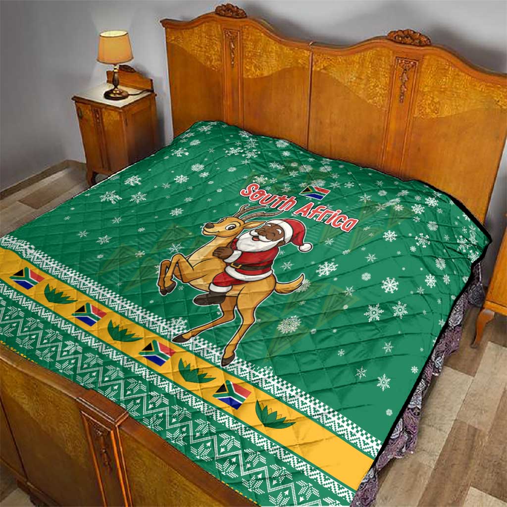 South Africa Christmas Quilt Santa Reindeer and Africa Map - African Pride