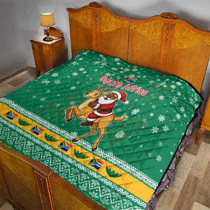 South Africa Christmas Quilt Santa Reindeer and Africa Map - African Pride