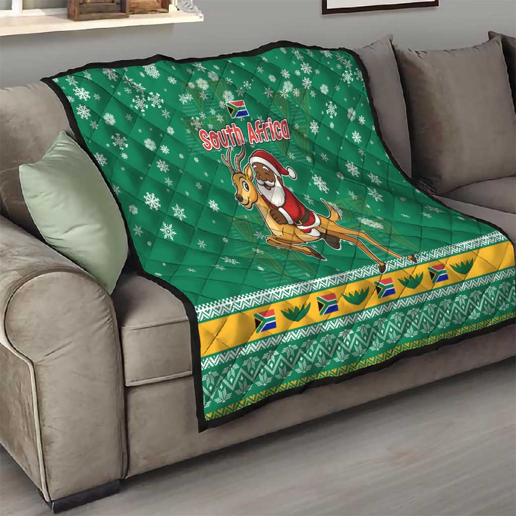 South Africa Christmas Quilt Santa Reindeer and Africa Map - African Pride