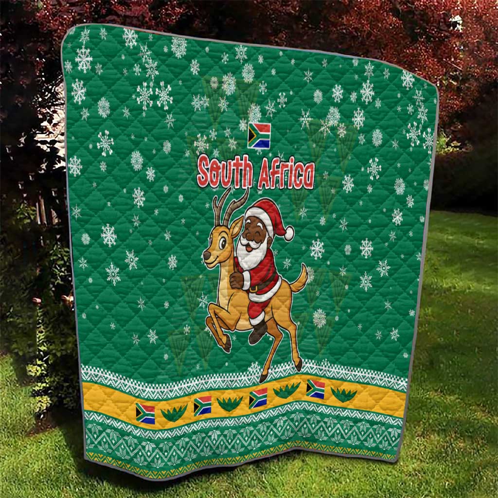 South Africa Christmas Quilt Santa Reindeer and Africa Map - African Pride