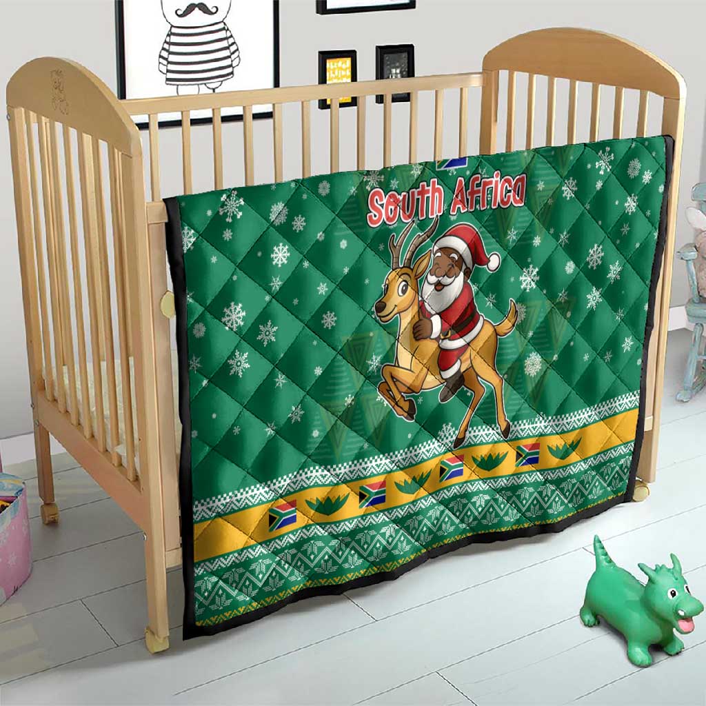 South Africa Christmas Quilt Santa Reindeer and Africa Map - African Pride