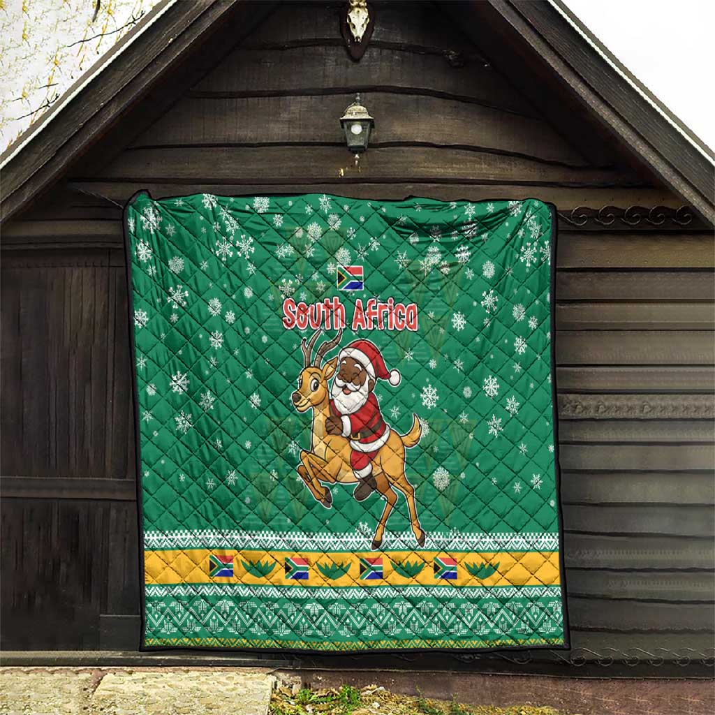 South Africa Christmas Quilt Santa Reindeer and Africa Map - African Pride