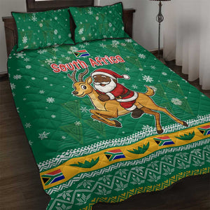 South Africa Christmas Quilt Bed Set Santa Reindeer and Africa Map - African Pride