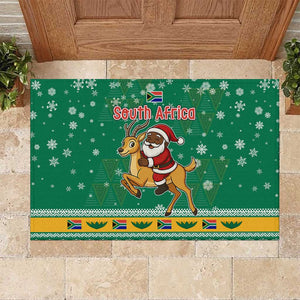 South Africa Christmas Rubber Doormat Santa Reindeer and Africa Map - African Pride