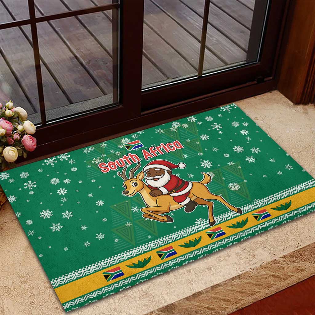 South Africa Christmas Rubber Doormat Santa Reindeer and Africa Map - African Pride