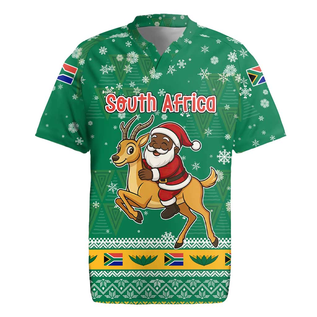 South Africa Christmas Rugby Jersey Santa Reindeer and Africa Map - African Pride