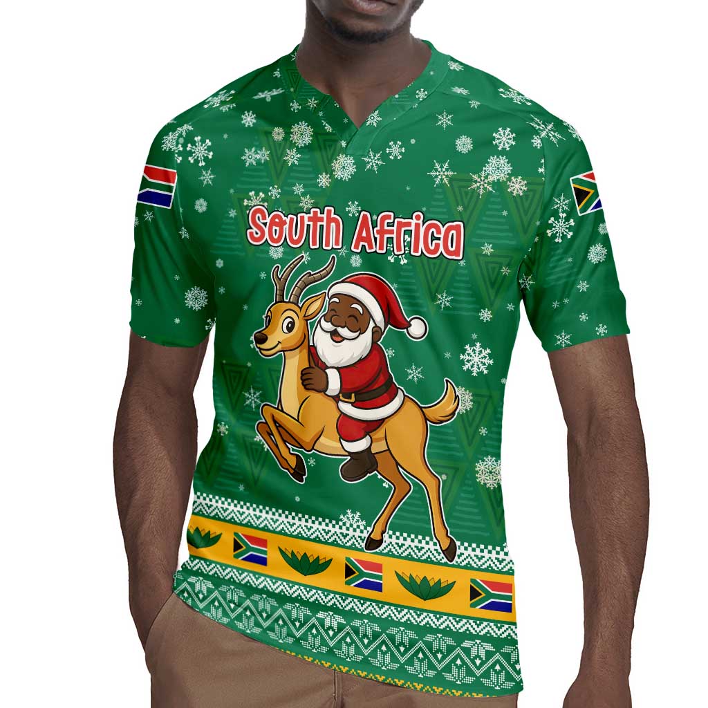 South Africa Christmas Rugby Jersey Santa Reindeer and Africa Map - African Pride