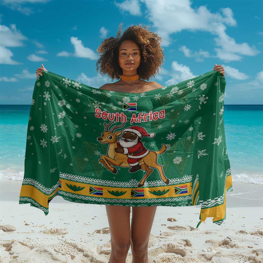 South Africa Christmas Sarong Santa Reindeer and Africa Map - African Pride