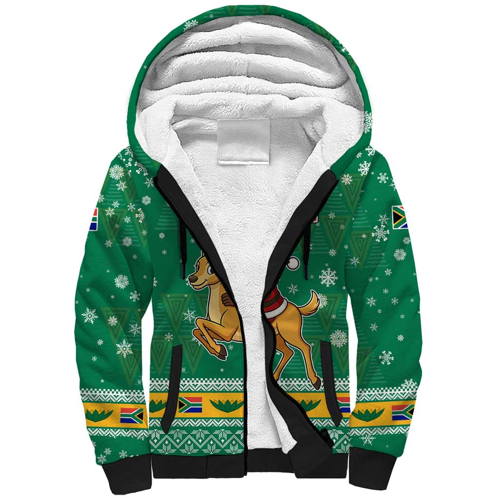 South Africa Christmas Sherpa Hoodie Santa Reindeer and Africa Map - African Pride
