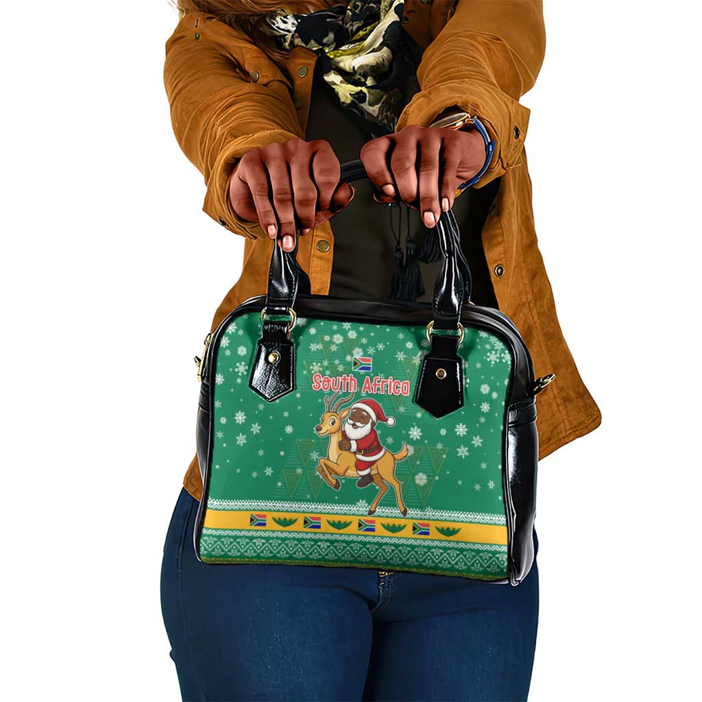 South Africa Christmas Shoulder Handbag Santa Reindeer and Africa Map - African Pride