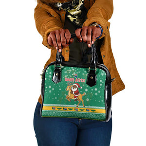 South Africa Christmas Shoulder Handbag Santa Reindeer and Africa Map - African Pride
