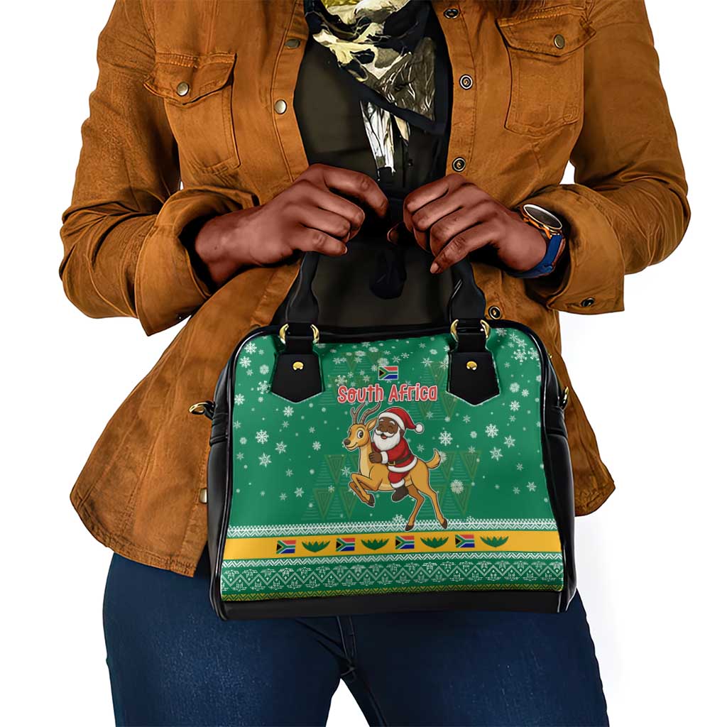 South Africa Christmas Shoulder Handbag Santa Reindeer and Africa Map - African Pride