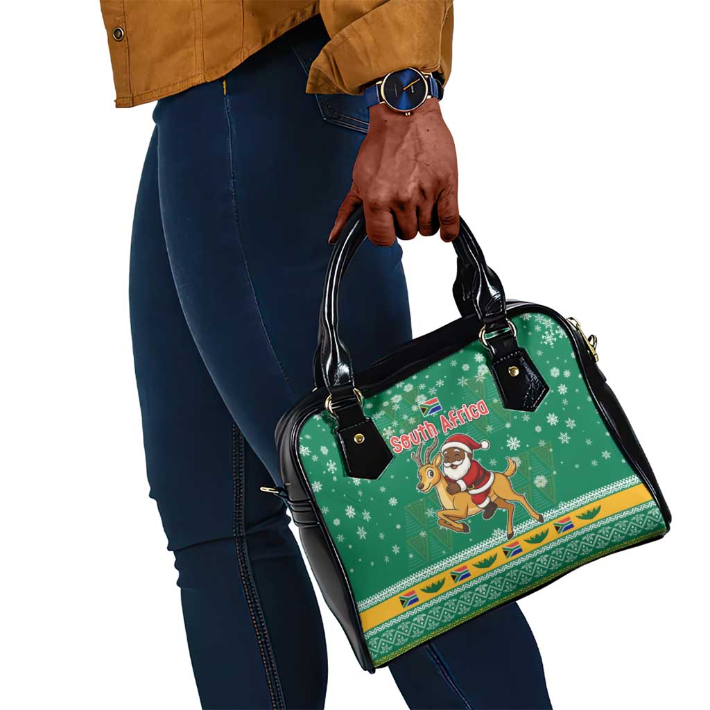 South Africa Christmas Shoulder Handbag Santa Reindeer and Africa Map - African Pride