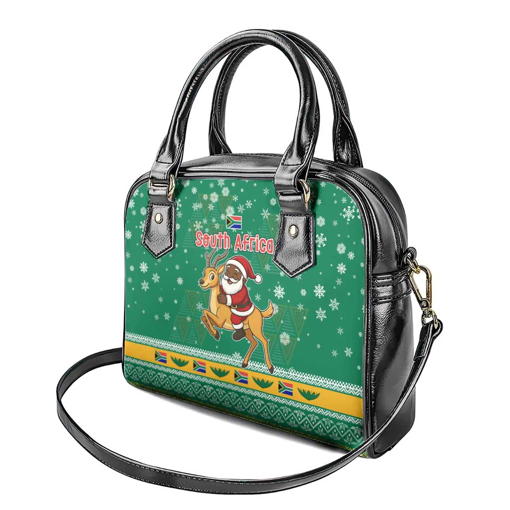 South Africa Christmas Shoulder Handbag Santa Reindeer and Africa Map - African Pride