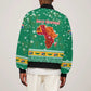 South Africa Christmas Sleeve Zip Bomber Jacket Santa Reindeer and Africa Map - African Pride