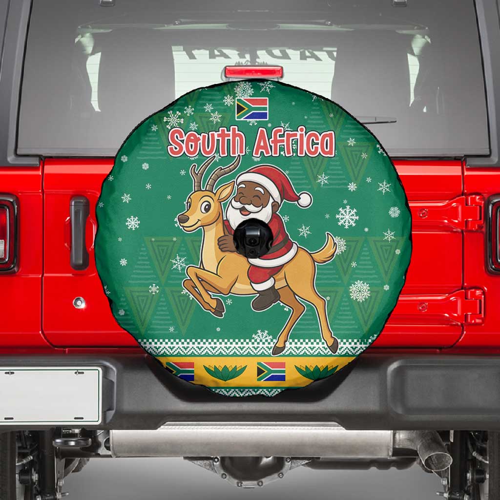 South Africa Christmas Spare Tire Cover Santa Reindeer and Africa Map - African Pride