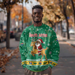 South Africa Christmas Sweatshirt Santa Reindeer and Africa Map - African Pride