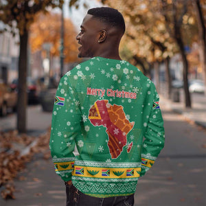 South Africa Christmas Sweatshirt Santa Reindeer and Africa Map - African Pride