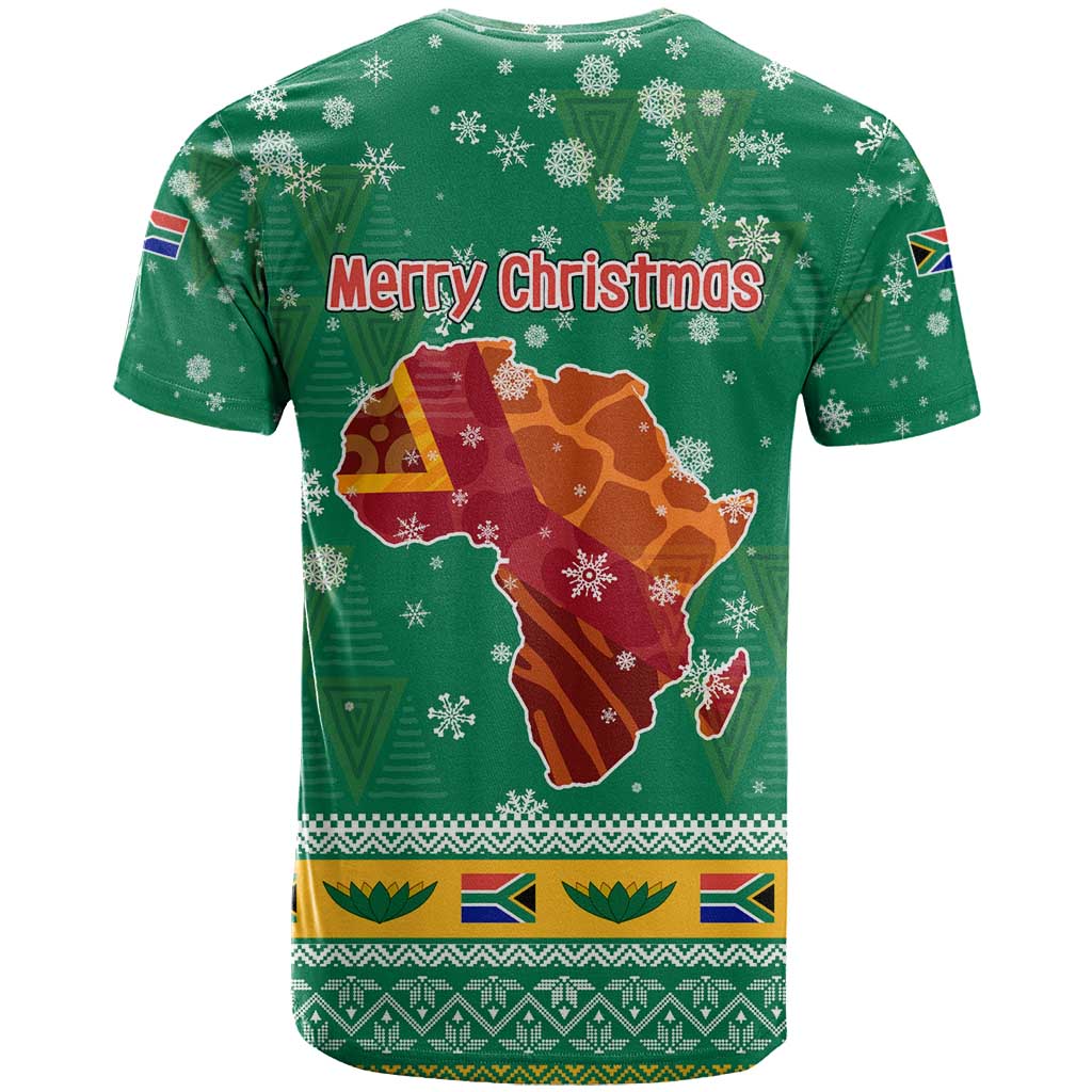 South Africa Christmas T shirt Santa Reindeer and Africa Map - African Pride