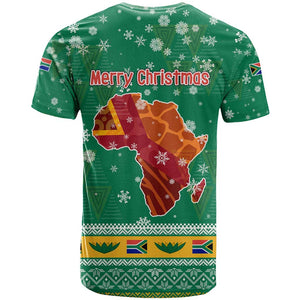 South Africa Christmas T shirt Santa Reindeer and Africa Map - African Pride