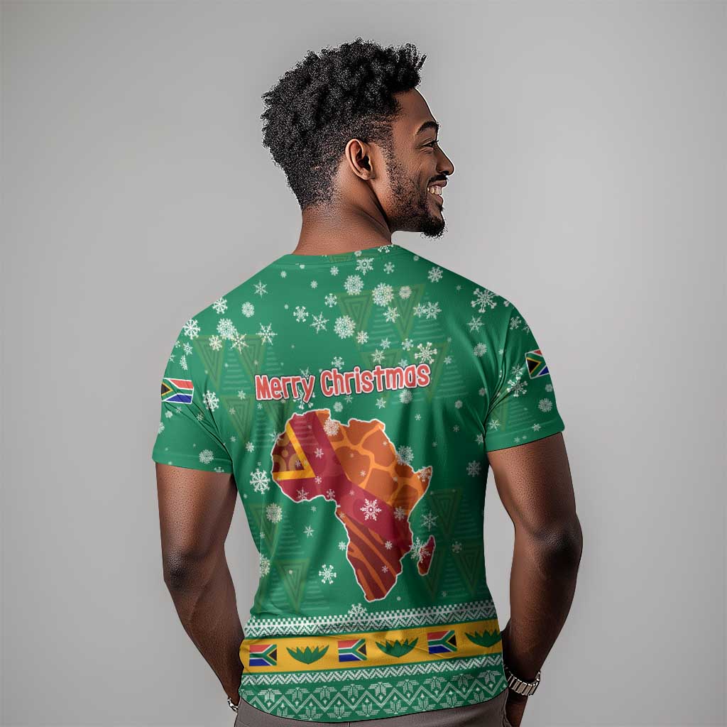 South Africa Christmas T shirt Santa Reindeer and Africa Map - African Pride