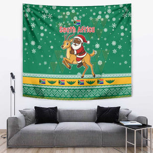 South Africa Christmas Tapestry Santa Reindeer and Africa Map - African Pride