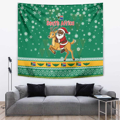 South Africa Christmas Tapestry Santa Reindeer and Africa Map - African Pride
